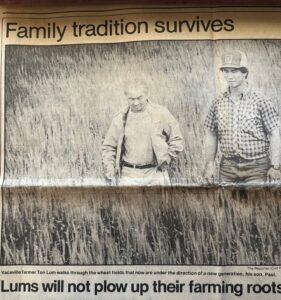 newspaper clipping of Paul and his farmer father