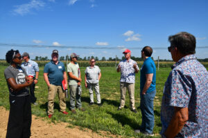 A group of farmers and staff from Rutgers and AFT learning about agrivoltaics at Rutgers’ Agricultural Research and Extension Center.